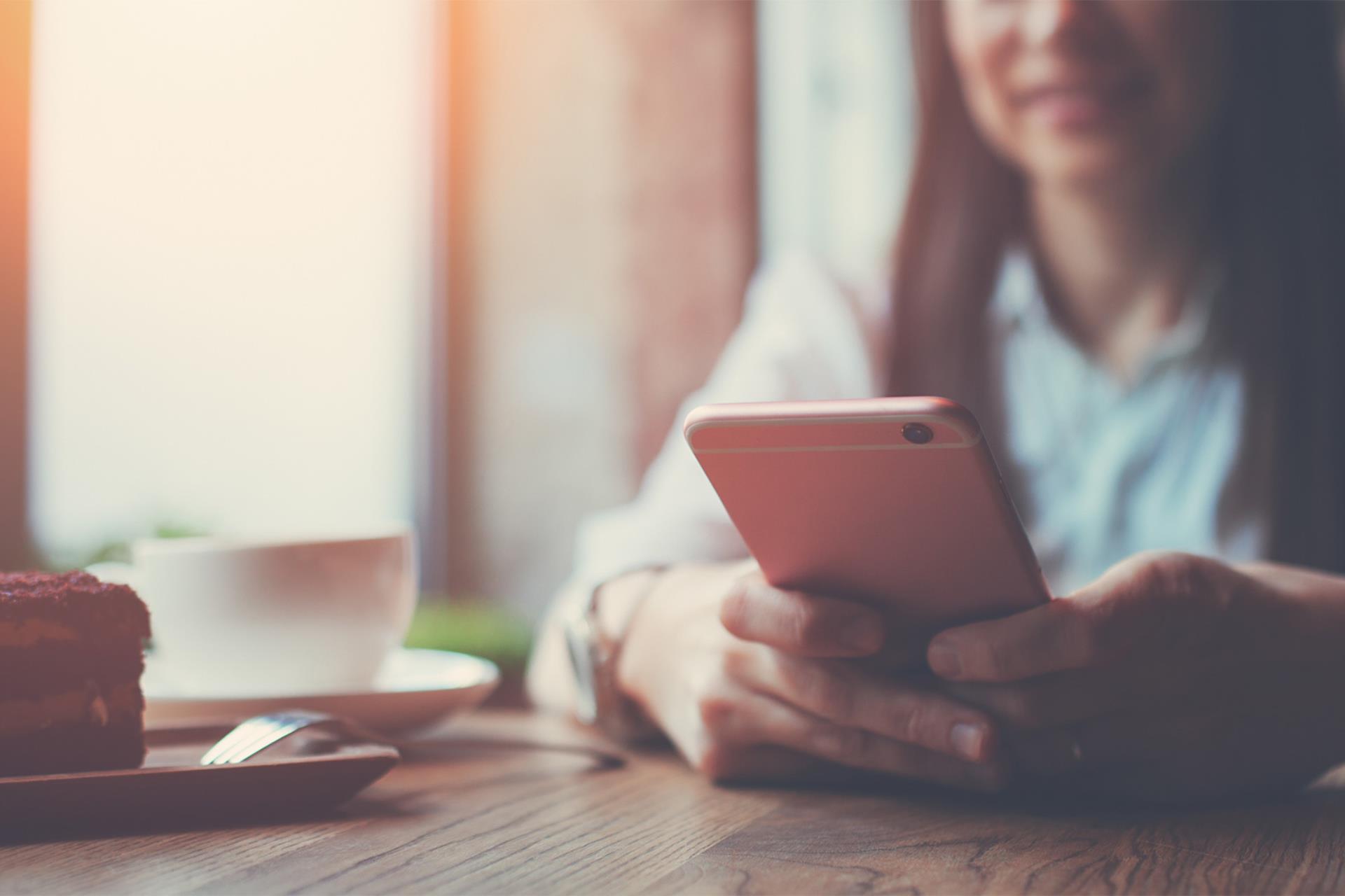 lady using mobile phone